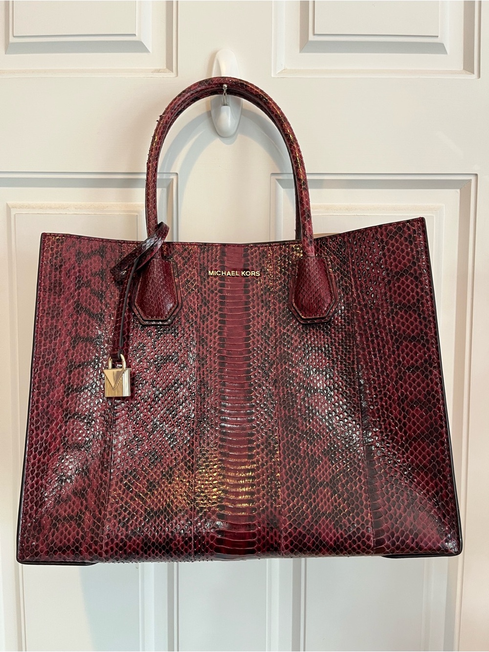 Michael Kors Mercer Large Snakeskin Tote Bag and wallet set